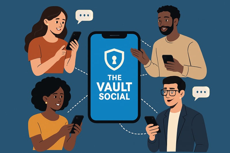 People connecting and networking using The Vault Social app