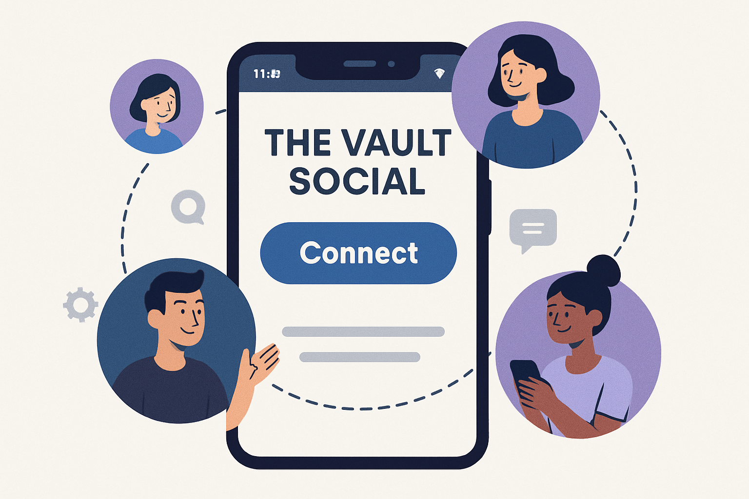 Users connecting through The Vault Social app interface